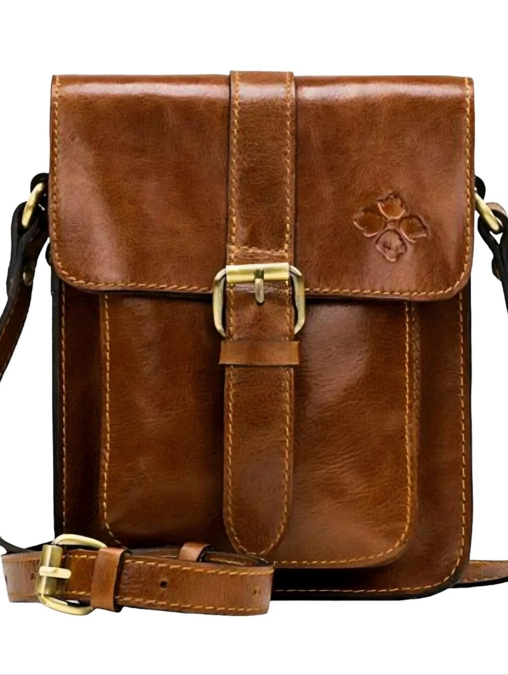 PATRICIA NASH CASCINA CROSSBODY BAG with Buckle LEATHER Cognac NO CALLOUTS EUC